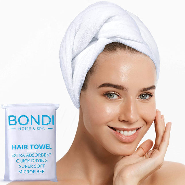 Bondi Home SPA Microfibre Hair Towel - anti Frizz Hair Drying Towel for Long, Thick or Curly Hair - Dries Hair 50% Faster - Super Absorbent - XL (107 X 56) - Microfibre Towel