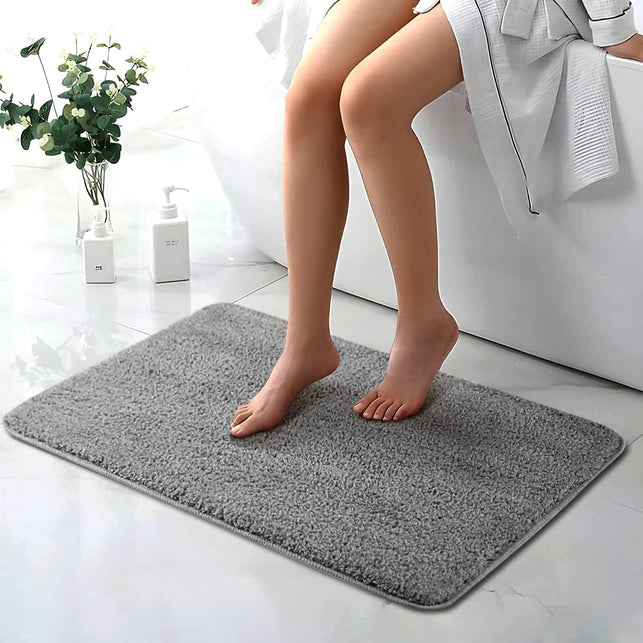 Bath Mat, Non-Slip Bathroom Mat, Water-Absorbing Quick-Drying Washable Microfiber Carpet, Bathroom Toilet Kitchen Doorway Floor Mat, 60 * 40Cm (Gray)