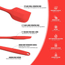 Permanent Warranty Silicone Spatula Set of 6 Heat Resistant 600 Food Scraper for Baking Cooking Mixing Scraping Nonstick Cookware Kitchen Utensils (Red)