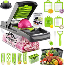 17-In-1 Vegetable Chopper for Effortless Meal Prep, AU Owned, Easy to Clean Safe Mandoline Slicer Food Chopper, Kitchen Tools & Gadgets, Vegetable Slicer Dicer Onion Veggie Chopper, 8 Sharp Blades