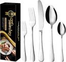 Tongke Flatware Set 20 Pieces, Stainless Steel Cutlery Set Silverware Set with Knife Spoon Fork, Service for 4, Dishwasher Safe, Ideal for Home Daily Use, Silver