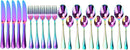 VANANA Cutlery Set Stainless Steel Dinner Sets 24 Piece Set Service for 6 Flatware Silverware Set Solid Dinningware Tableware Dishwasher Safe for Home, Restaurant (Rainbow)