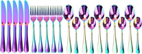 VANANA Cutlery Set Stainless Steel Dinner Sets 24 Piece Set Service for 6 Flatware Silverware Set Solid Dinningware Tableware Dishwasher Safe for Home, Restaurant (Rainbow)