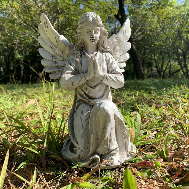 Handsider Praying Angel Garden Statue, Religious Fairy Sculpture Waterproof Decorative Figurine Art Decor for Patio, Lawn, Yard, Housewarming Ornament Present Angels Hsa-1