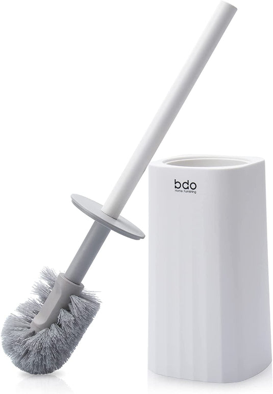 Boperzi Bathroom Toilet Brush and Holder Set - Long Handle WC Toilet Bowl Cleaner, Durable Toilet Bowl Brush with Plastic Bristles, Toilet Scrubber Brushes for Bathroom Deep Cleaning - Grey