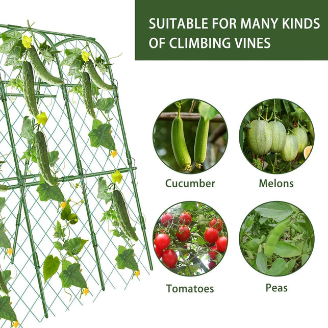 Cucumber Trellis for Garden, 63″ X 45″ U-Shaped Garden Trellis for Climbing Plants Outdoors with Climbing Net, Metal Detachable Arch Plant Support Vegetable Trellis