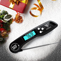 Meat Thermometer, DOQAUS Instant Read Cooking Thermometer, Digital Food Thermometer, Backlight LCD Screen Foldable Long Probe & Auto On/Off, Perfect for Kitchen Cooking, BBQ, Water,Meat, Milk (Black)