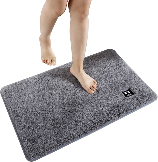 Bath Mat, Non-Slip Bathroom Mat, Water-Absorbing Quick-Drying Washable Microfiber Carpet, Bathroom Toilet Kitchen Doorway Floor Mat, 60 * 40Cm (Gray)