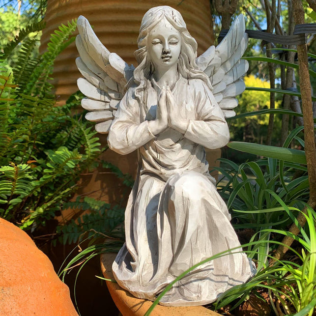 Handsider Praying Angel Garden Statue, Religious Fairy Sculpture Waterproof Decorative Figurine Art Decor for Patio, Lawn, Yard, Housewarming Ornament Present Angels Hsa-1