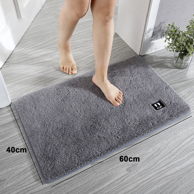 Bath Mat, Non-Slip Bathroom Mat, Water-Absorbing Quick-Drying Washable Microfiber Carpet, Bathroom Toilet Kitchen Doorway Floor Mat, 60 * 40Cm (Gray)