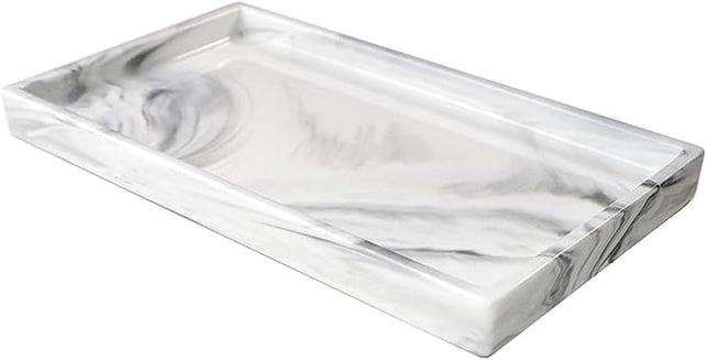 Bathroom Tray, Countertop and Vanity Tray, 11" X 6.3" Ceramics Rectangle Bathroom Tray for Counter, Marble Tray for Soap Dispenser Perfume Jewelry