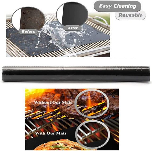 BBQ Grill Mat, 3 Bbq Grill Mats Non Stick Reusable and Baking Mesh for Indoor Outdoor BBQ Works on Gas Charcoal Electric Grill Sheets 60X40Cm