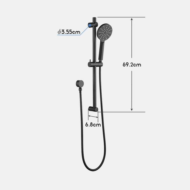 Decaura Shower Rail Set 3-Function Hand Held Shower Head Adjustable Slide Bar