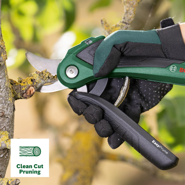 Bosch 3.6V Cordless Secateurs Pruner, Power Assist Technology, Integrated Battery, 450 Cuts per Charge, Rechargeable via Micro USB Cable (Easyprune). Made in Europe