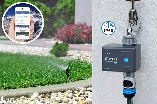 Linktap G1S Wireless Water Timer & Gateway - Cloud Controlled Smart Tap Hose Timer & App, Remote Irrigation for Garden, Weather Awareness, Manual Control & Digital Lockout, 2 Year Battery Life, IP66