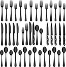 SHEUMNT 48-Piece Black Silverware Set, Mirror Polished Flatware Set for 8, Food-Grade Stainless Steel Cutlery Set, Includes Spoons Forks Knives, Kitchen Cutlery for Home Office Restaurant Hotel