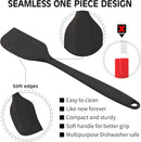 Permanent Warranty Silicone Spatula Set of 6 Seamless One-Piece Non Stick Heat Resistant up 600°F Kitchen Utensils Cooking Baking (Black)