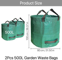 GYB 2Pcs 500L Garden Waste Bags, Reusable Garden Sacks with Handles, Heavy Duty Yard Waste Bags, Plant Waste Grass and Leaves Storage Bags