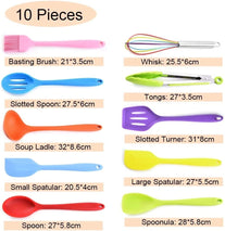 Ashintar 10Pcs Colorful Silicone Kitchen Cooking Utensils Set, Heat Resistant Non-Stick Kitchenware Cooking Tools,Brush Spoon Spatula Turner Whisk Ladle Tong for Nonstick Bakeware