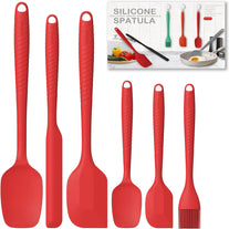 Permanent Warranty Silicone Spatula Set of 6 Heat Resistant 600 Food Scraper for Baking Cooking Mixing Scraping Nonstick Cookware Kitchen Utensils (Red)