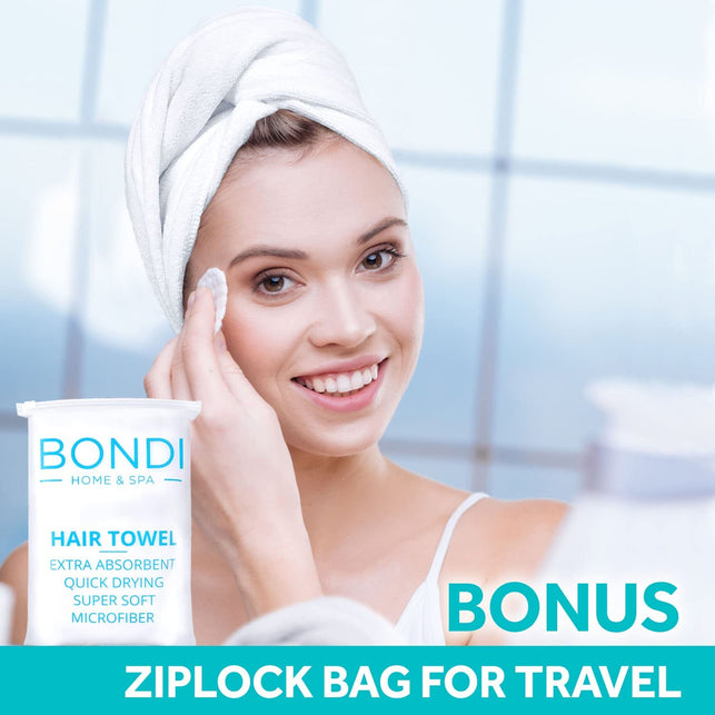 Bondi Home SPA Microfibre Hair Towel - anti Frizz Hair Drying Towel for Long, Thick or Curly Hair - Dries Hair 50% Faster - Super Absorbent - XL (107 X 56) - Microfibre Towel