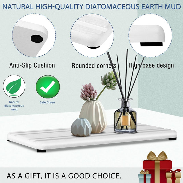 2PCS Water Absorbing Stone Tray,Quick Drying Stone Sink Tray,Water Absorbent Diatomite Coasters for Bathroom Counter and Kitchen Sink, Used for Hand Soap Dish Cosmetic Bottles Toothbrush Holders