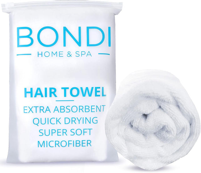 Bondi Home SPA Microfibre Hair Towel - anti Frizz Hair Drying Towel for Long, Thick or Curly Hair - Dries Hair 50% Faster - Super Absorbent - XL (107 X 56) - Microfibre Towel