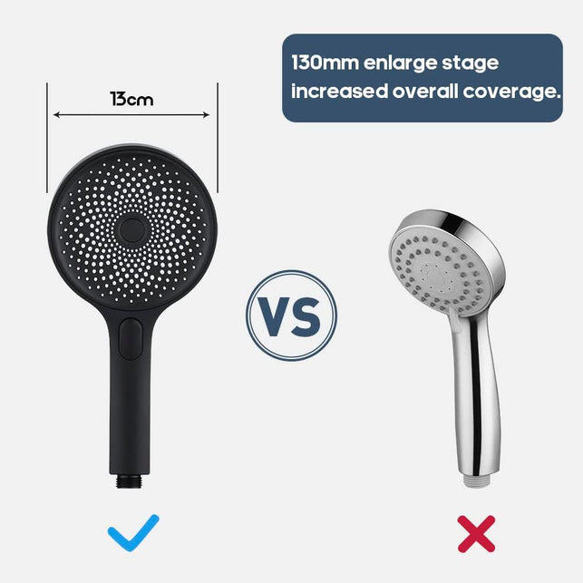 Decaura 3-Mode Handheld Shower Head with 150Cm Shower Hose Soft Spray Luxury Massage (Black with Hose)