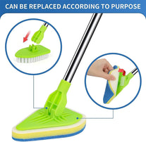 Abizarch Bathroom Tub Tile Cleaning Brush Scrubber with 37" Long Handle, 3 in 1 Shower Cleaner Brush Toilet Wall Bathtub Scrub Brush, Extendable 180° Rotatable Triangle Cleaning Mop for Floor Grout