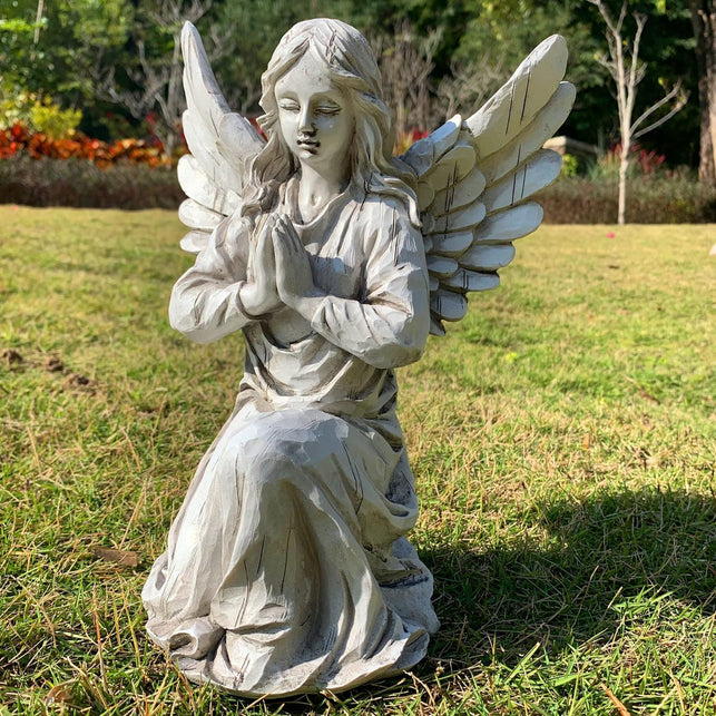 Handsider Praying Angel Garden Statue, Religious Fairy Sculpture Waterproof Decorative Figurine Art Decor for Patio, Lawn, Yard, Housewarming Ornament Present Angels Hsa-1